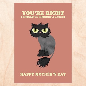 CHAQUETA DE GATO - Tarjeta divertida del Día de la Madre - Tarjeta del Día de la Madre del Gato - Tarjeta del Día de la Madre para los amantes de los gatos