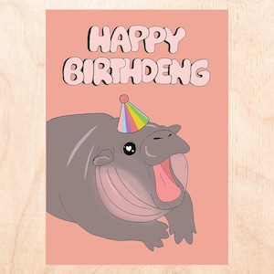 HAPPY BIRTHDENG - grappige verjaardagskaart - Moo verjaardagskaart - Deng verjaardagskaart - verjaardagskaart baby nijlpaard - popcultuur verjaardag