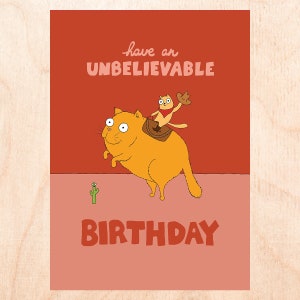 UNGLAUBLICHER GEBURTSTAG – Süße Geburtstagskarte – Surrealistische Geburtstagskarte – Katzen-Geburtstagskarte – Western-Motto-Geburtstag – Cowboy-Geburtstag