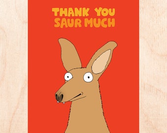 SAUR MUCH - carte de remerciement amusante - carte accent australien - carte kangourou