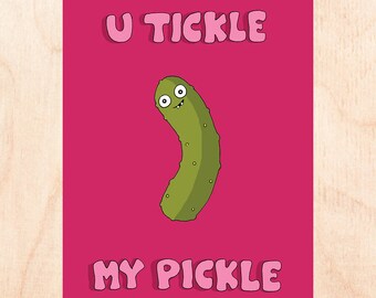 TICKLE MY PICKLE - carte amour drôle - carte amour cornichon - carte humour adulte - carte d'anniversaire drôle - carte drôle de Saint-Valentin