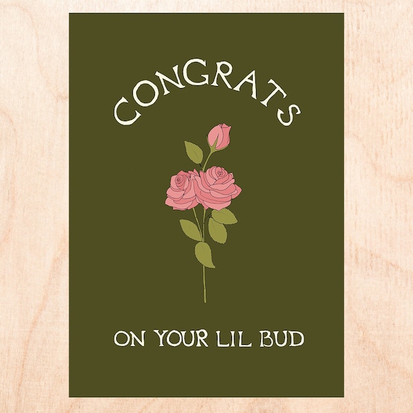 LIL BUD - Cute New Baby Card - Congratulations New Baby Card - Card For New Parents - Baby Shower Card - Expectant Mother