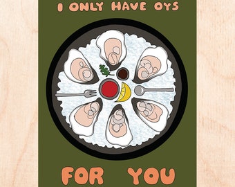 OYS FOR YOU - Oyster Card - Punny Food Card - Punny Love Card - Love Oyster Card