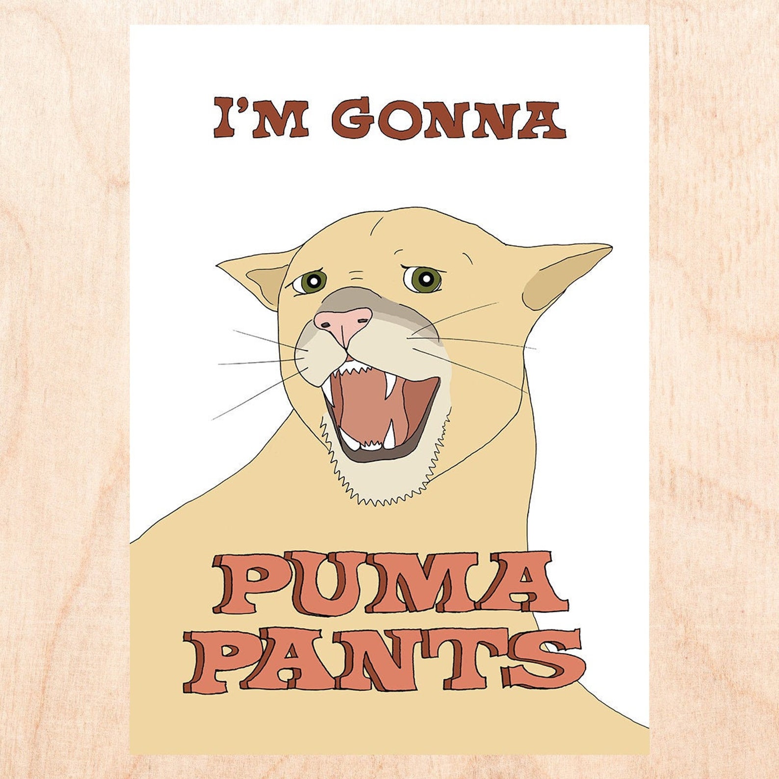 PUMA PANTS Congratulations Card Friendship Card Animal Humor Card Etsy
