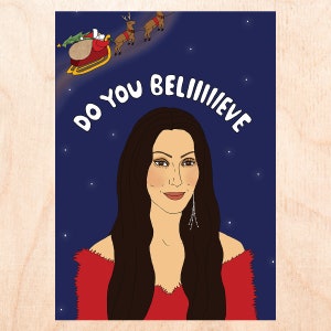 BELIIIIIIEVE - Crees - Tarjeta de Navidad de cultura pop - Tarjeta de vacaciones de cultura pop - Tarjeta de música de los 90 - Tarjeta de música de los 00