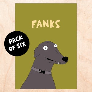 FANKS Six Pack - Pack de Tarjetas de Agradecimiento Divertidas - Tarjetas de Agradecimiento Lindas - Pack de Tarjetas de Agradecimiento para Perros - Pack de Tarjetas de Agradecimiento Ilustradas -