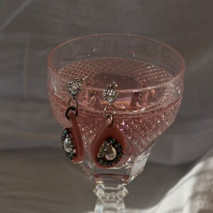 Beautiful Pink Acrylic Earrings Blush Pink Earrings, Japanese Pearl, Swarovski Crystal, Modern Bridal Jewelry, Laser Cut Earrings image 3