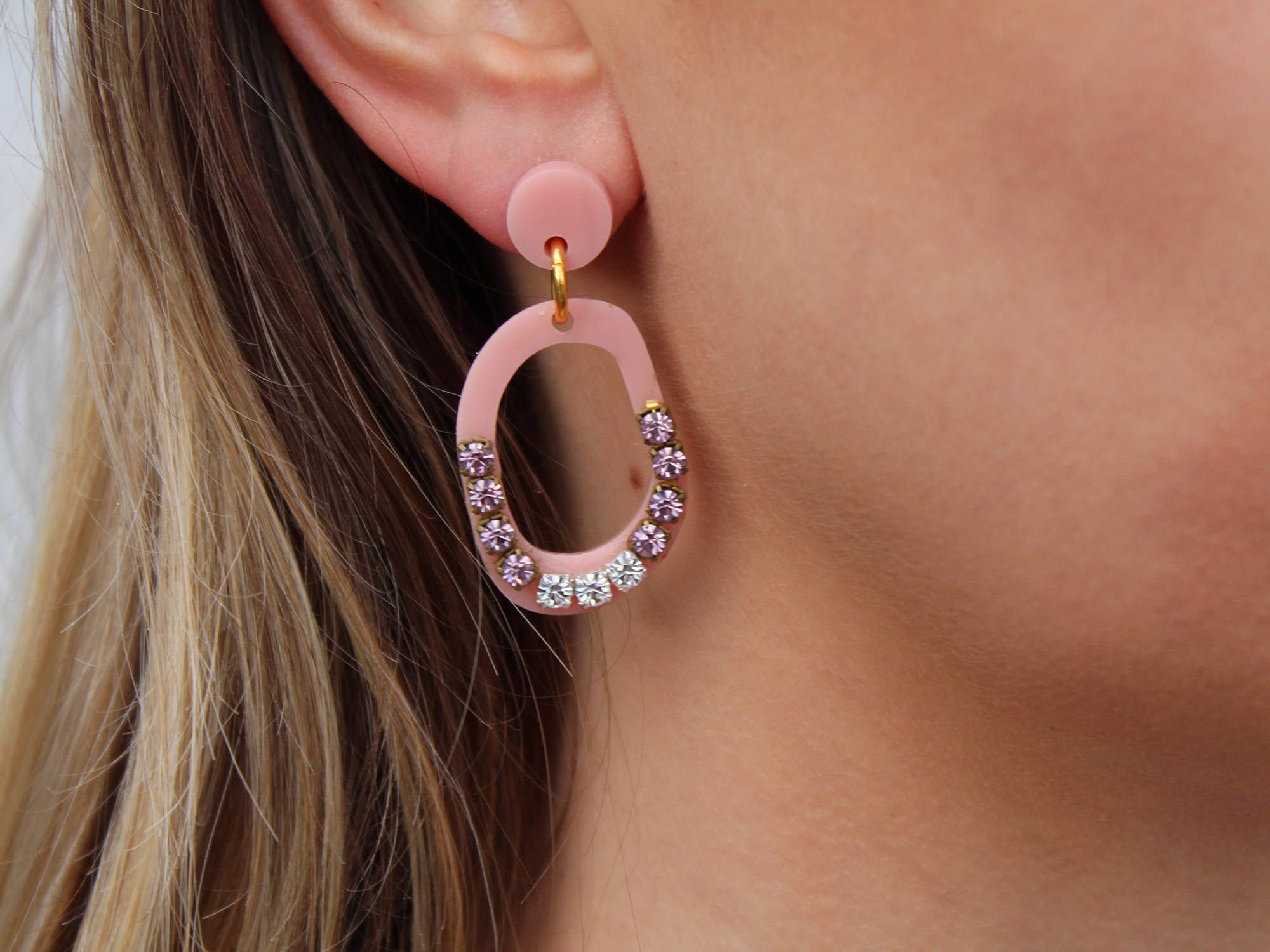 Blush Pink Statement Acrylic Earrings Statement Jewelry, Vintage