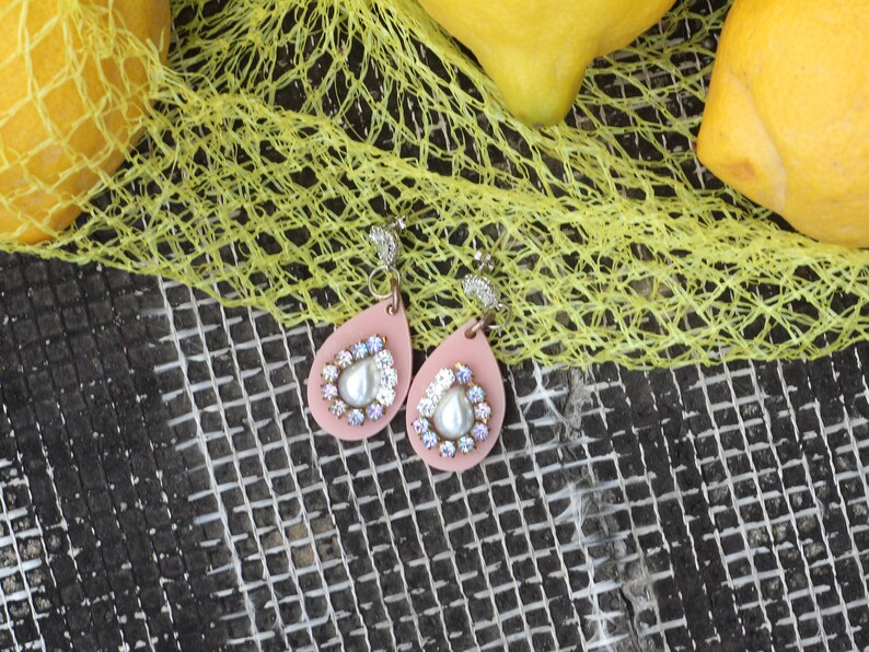 Beautiful Pink Acrylic Earrings Blush Pink Earrings Etsy