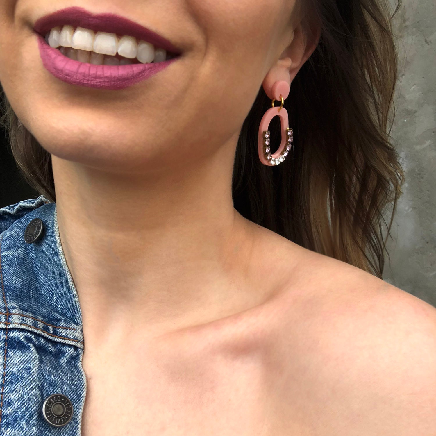 Blush Pink Statement Acrylic Earrings Statement Jewelry, Vintage