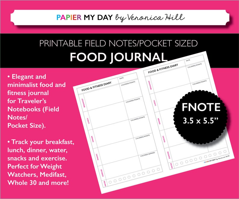 Market Notes Measurement Supper Log - Printable Meals Diary / Food items Magazine for Industry Notes and Pocket Holidaymakers Notebooks photograph relating to Printable Food and Exercise Journal titled Sector Notes Dimensions Dinner Log - Printable Food stuff Diary / Foodstuff Magazine for Market Notes and Pocket Vacationers Notebooks