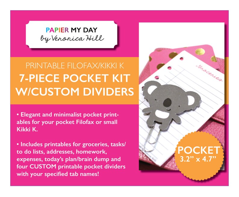 Filofax Pocket Planner Kit 7 Printable Filofax Pocket - Etsy