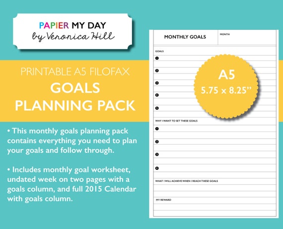 A5 Filofax Goals Planner Kit Fits Kikki K Large Personal A5 Etsy New Zealand