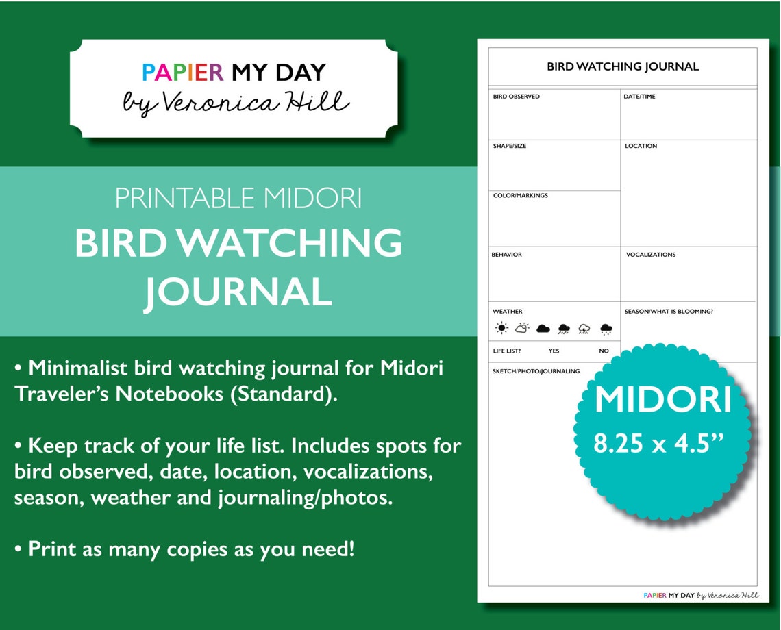 Printable Bird Watching Journal Birders Journal / Birding - Etsy