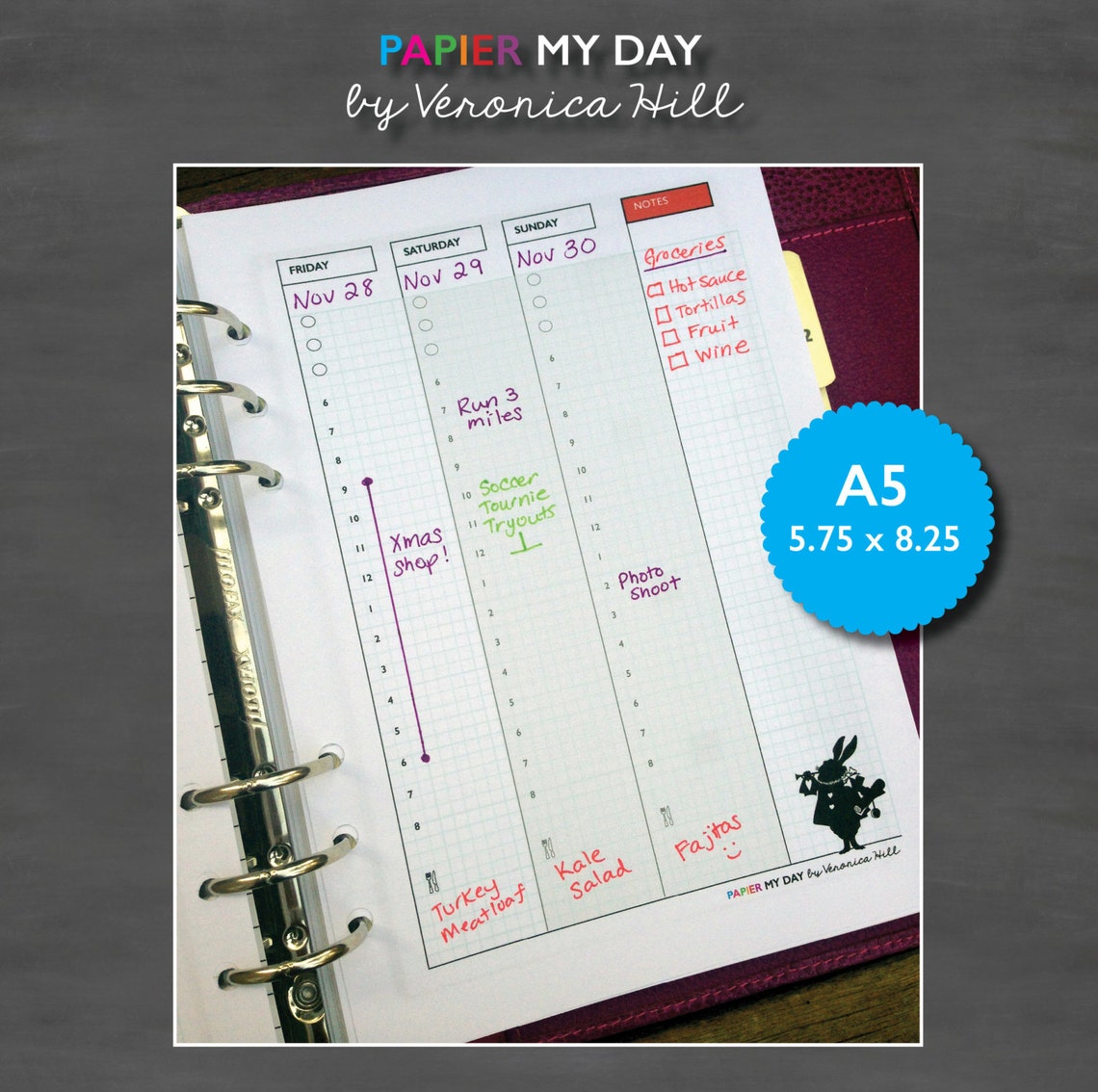 A5 Filofax Printable Week on Two Pages Japanese Grid / - Etsy