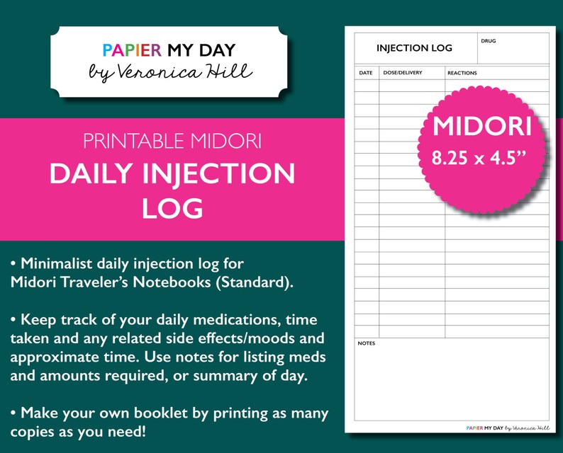 Midori Travelers Notebook Injection Log Printable Injection - Etsy