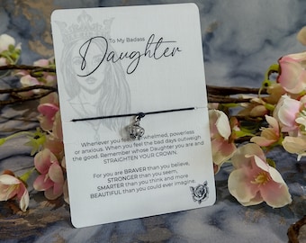 To My Badass Daughter Charm Bracelet, Necklace or Beaded Bracelet. Birthday Gift, Christmas present, Present for daughter, gifts for daughte