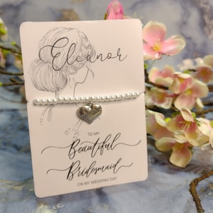 A mi dama de honor en mi regalo de pulsera del día de mi boda, regalo para damas de honor, regalos de boda, regalos simbólicos para damas de honor el día de la boda