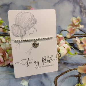 A mi novia en nuestro regalo de pulsera del día de la boda, regalo para novias, regalos de día de boda de los maridos, regalo de día de boda, regalo de novia