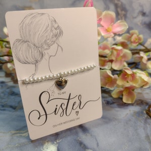Pulsera de regalo para mi hermana en el día de su boda, regalo para hermana, regalos de boda, obsequios simbólicos para hermanas en el día de su boda