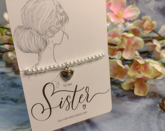 To My Sister On Her Wedding Day Bracelet Gift, Gift for Sister, Wedding Gifts, Token Gifts for Sisters on Wedding Day