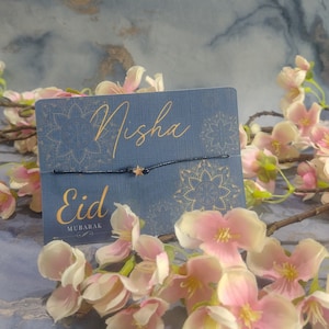 Eid Mubarak Wish Bracelet, Personalised Eid Gift, Token Gift to Celebrate Eid, Ramadan, Ramadan kareem, Islamic Holiday