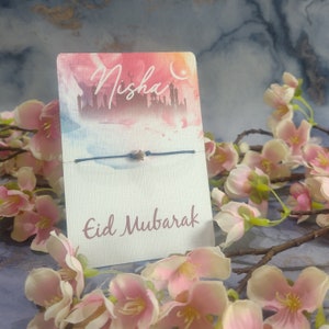 Eid Mubarak Wish Bracelet, Personalised Eid Gift, Token Gift to Celebrate Eid, Ramadan, Ramadan kareem, Islamic Holiday