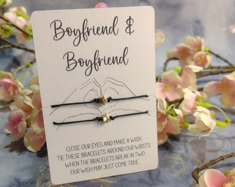 Boyfriend & Boyfriend wish Bracelet, Couples Bracelet , Charm bracelet, Bracelets to share, Couples Gift, Valentine Gift, Christmas Gift