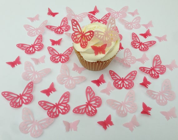 16 PRECUT Ruby Red Edible wafer paper Butterflies cake//cupcake toppers
