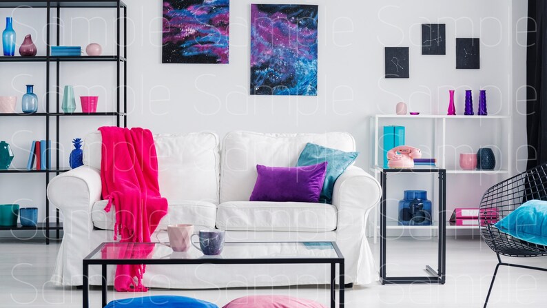 Zoom Background Backdrop Art Deco Feminine Living Room Etsy