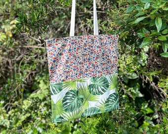 Zero Waste Tote Bags, Handmade, Vintage Fabric Off Cuts, Ditsy Floral and Palm Leaf