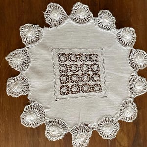 Vintage Battenburg lace doily for your table or for art projects