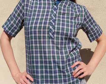 Camicia Donna Elegante Autunnale Top Camicetta Quadretti Manica Lunga