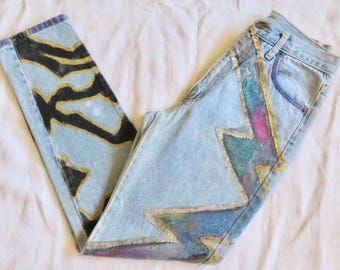 Jaded London Skate Fit Purple Lightning Bolt Jeans | Y2K