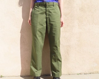 Pantalon Boy Scout des années 1970 Olive Khaki Green Pantalon BSA taille haute taille XXL 2X Extra Large - taille 36" / hanche 46" / hauteur 12,5" / entrejambe 30"