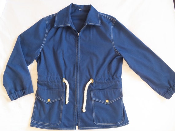 1960s Nautical Jacket Rope Tunnel Tie Waist Fisherman… - Gem