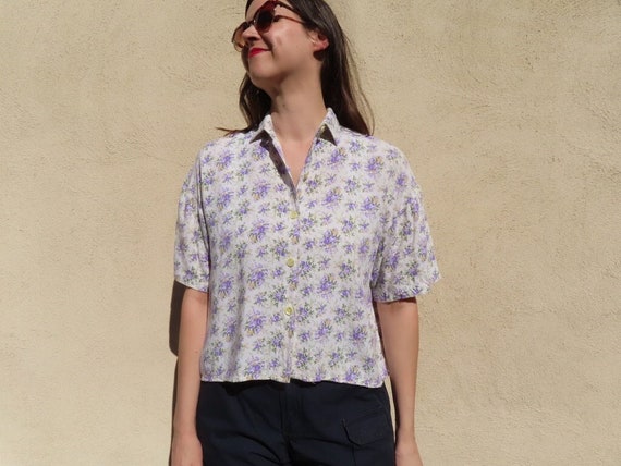 rose print button down