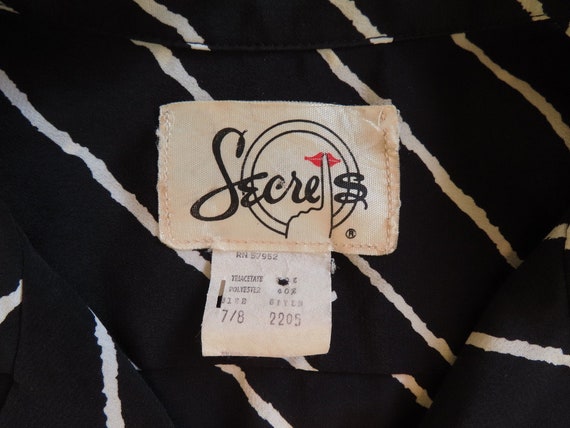 1980s Striped Dress Black White Diagonal Stripe S… - image 9