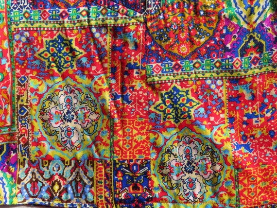 1960s Patchwork Top Multicolor Patterned Sleevele… - image 7