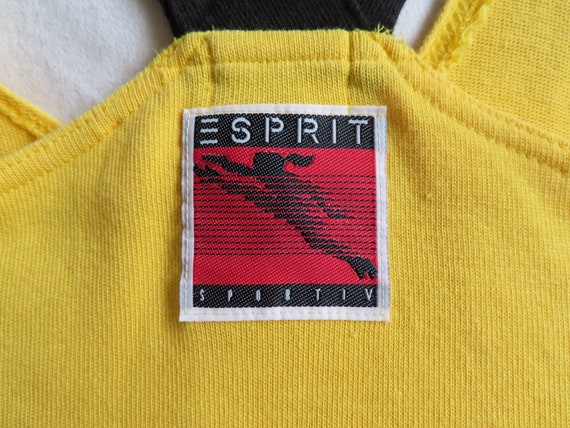 1980s Esprit Tank Yellow Black Racer Back Logo Sl… - image 9