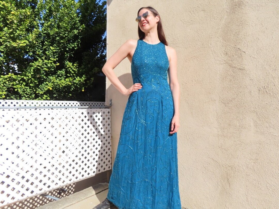 scala green dress Luxurious Night Satin Midi Dress
