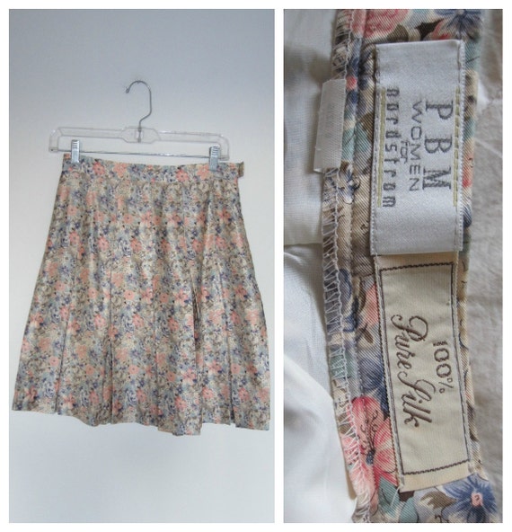 CLEARANCE SALE 1980s Floral Skirt 100% Silk Pleat… - image 5