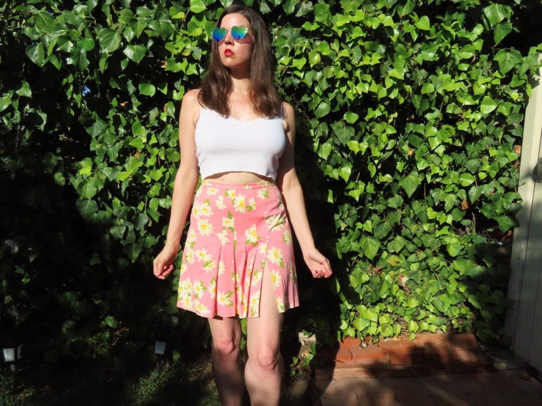 1990s Y2K Moschino Cheap and Chic Pink Pleated Skirt Yellow White