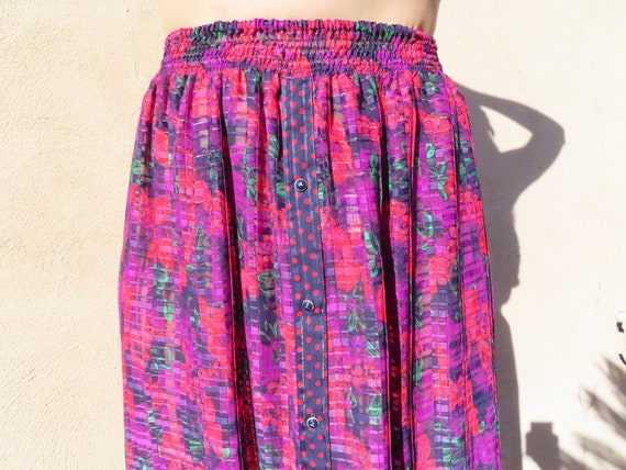1980s Diane Freis Skirt Vintage Designer Pink Flo… - image 2