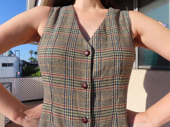 1990s Plaid Dress Deadstock Sleeveless Wool Acryl… - image 2