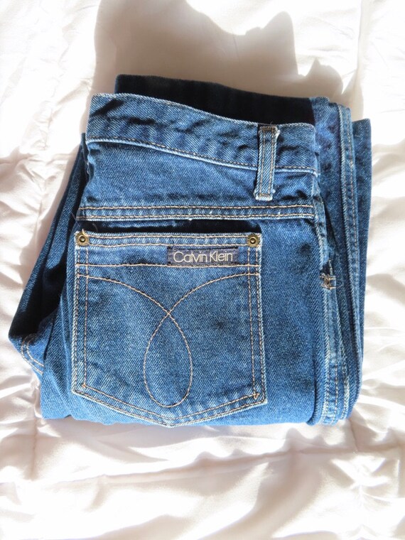 1980s Calvin Klein Jeans Medium Blue Wash High Wa… - image 10