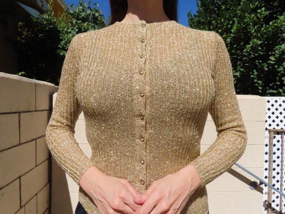 Vintage 90’s sequin gold cardigan