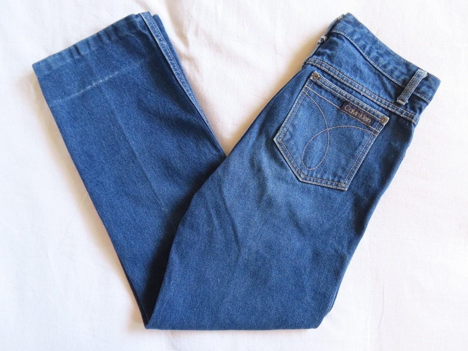 1980s Calvin Klein Jeans Medium Blue Wash High Waisted Pleated - Etsy