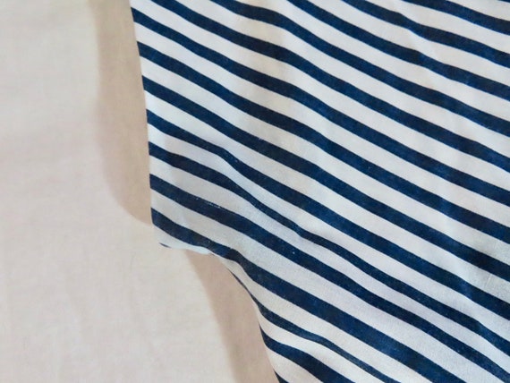 1970s Striped Dress Blue White Diagonal Vertical … - image 9