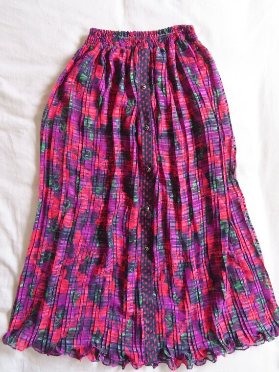 1980s Diane Freis Skirt Vintage Designer Pink Flo… - image 8